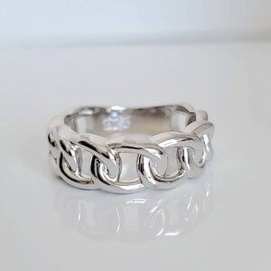 Sterling Silver Women Ring,  Simple Chain Ring, Thumb Ring, Chunky Ring